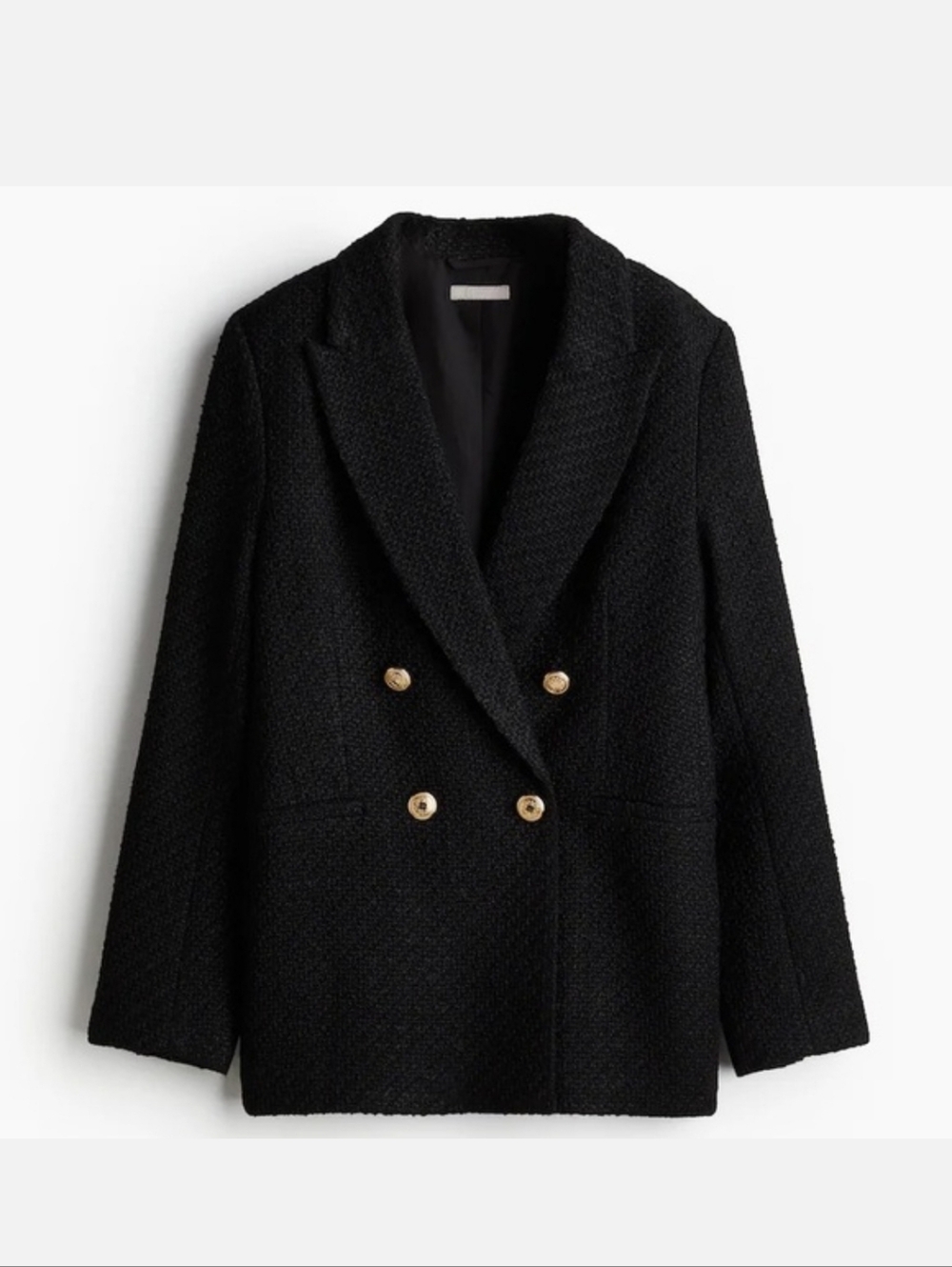 NWT H&M Black Textured-Weave Blazer Size XL - Picture 2 of 10